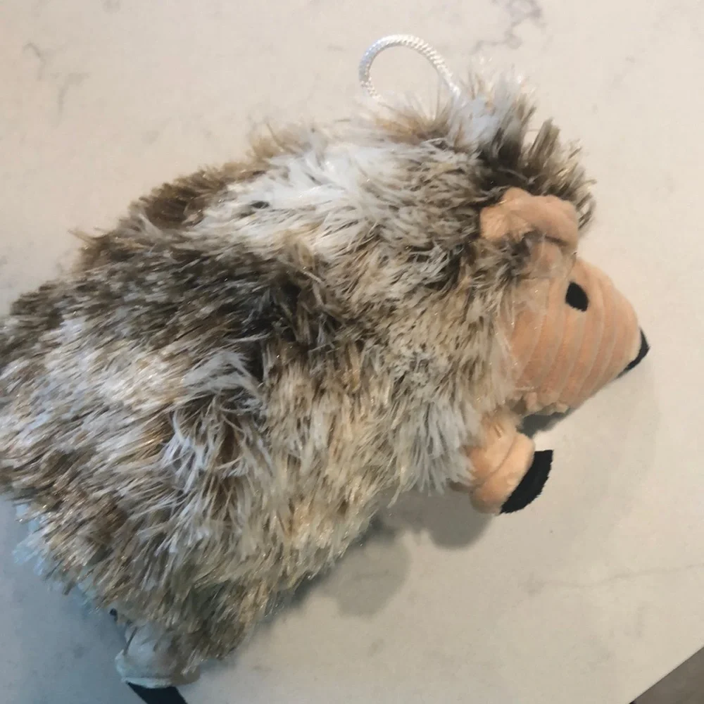 Plush Hedgehog Toy for Small Pets - Cream and Brown